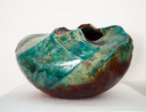 Schale, türkis in Raku-Keramik