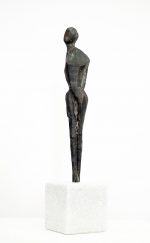 Bronze-Skulptur auf Stein Dame, abstrakt